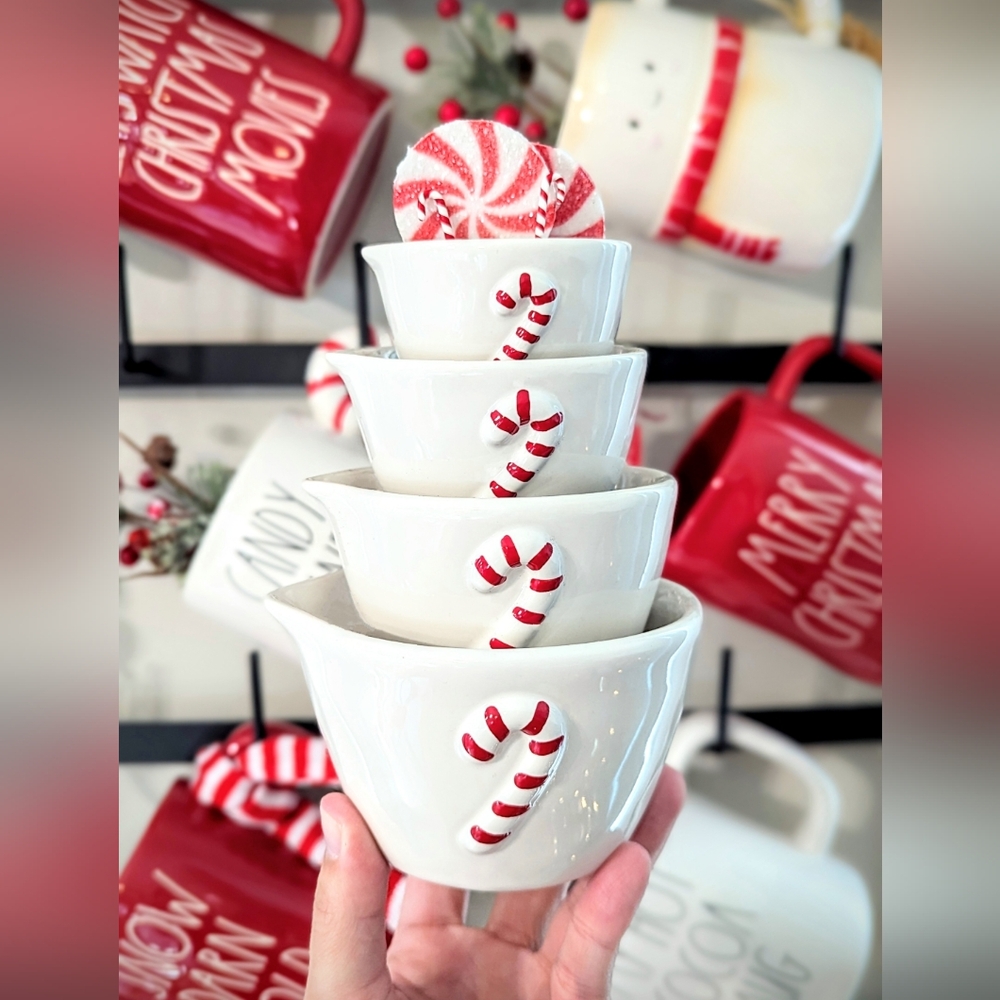 Rae Dunn Christmas Candy Cane Measuring Cups NEW 🇺🇲